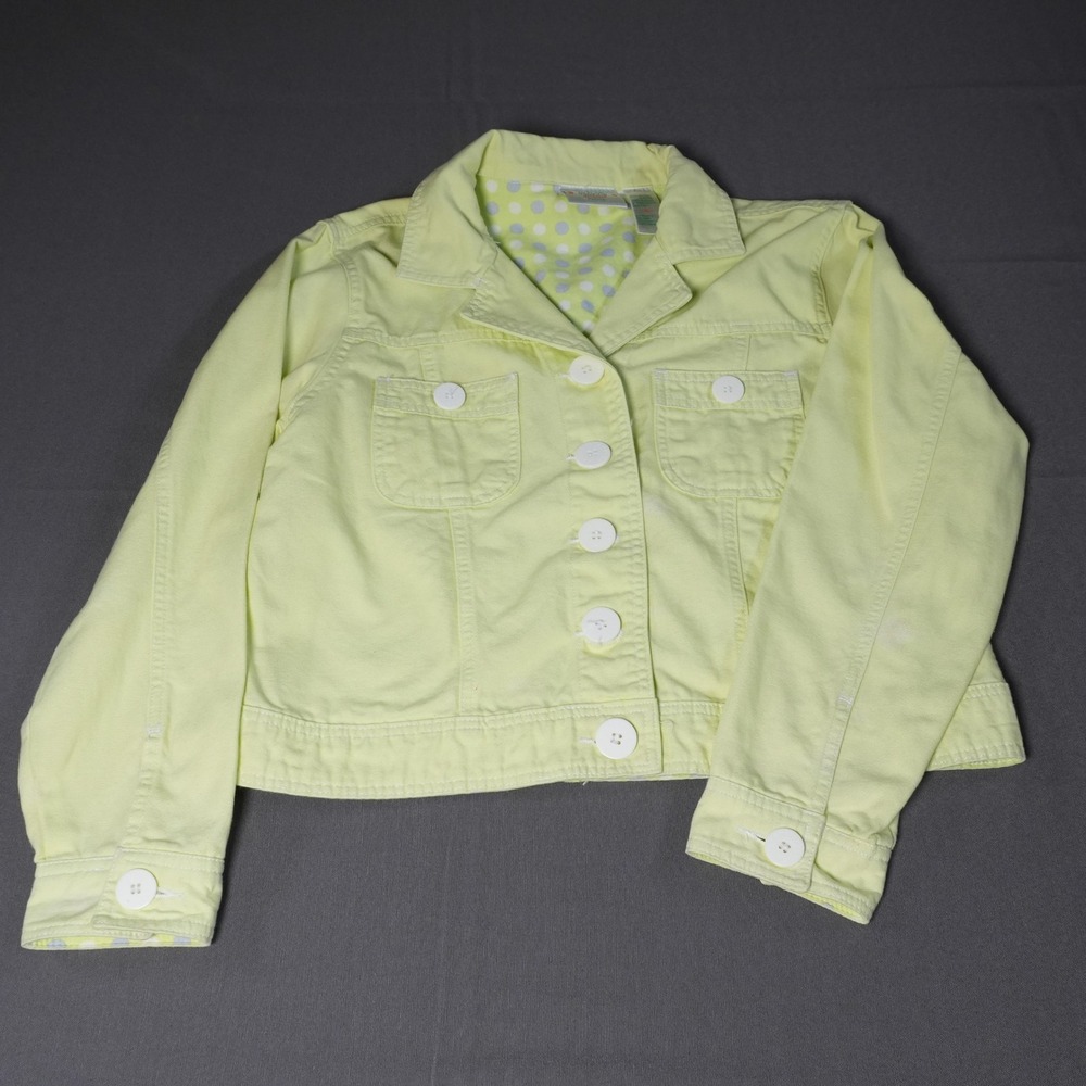 Vintage Bill Blass Denim Jacket Yellow-Green Cotton Button Down